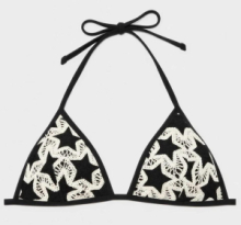COSTUME GISELA TOP BIKINI CON LACCETTI 2/30288T NERO+RICAMO